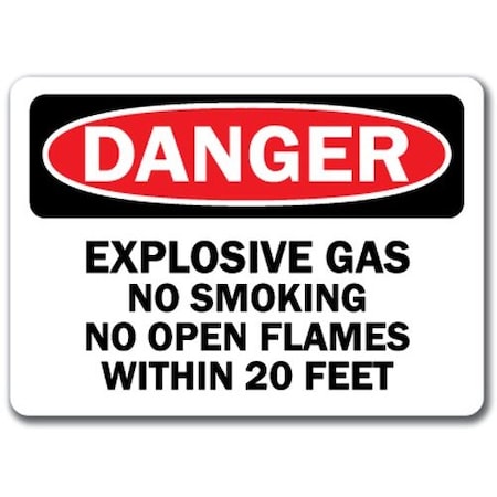 Signmission Danger-Explosive Gas No Smoking or Flame in 20 Ft 10x14 OSHA, DS-Explosive Gas No Smoking or Open DS-Explosive Gas No Smoking or Open